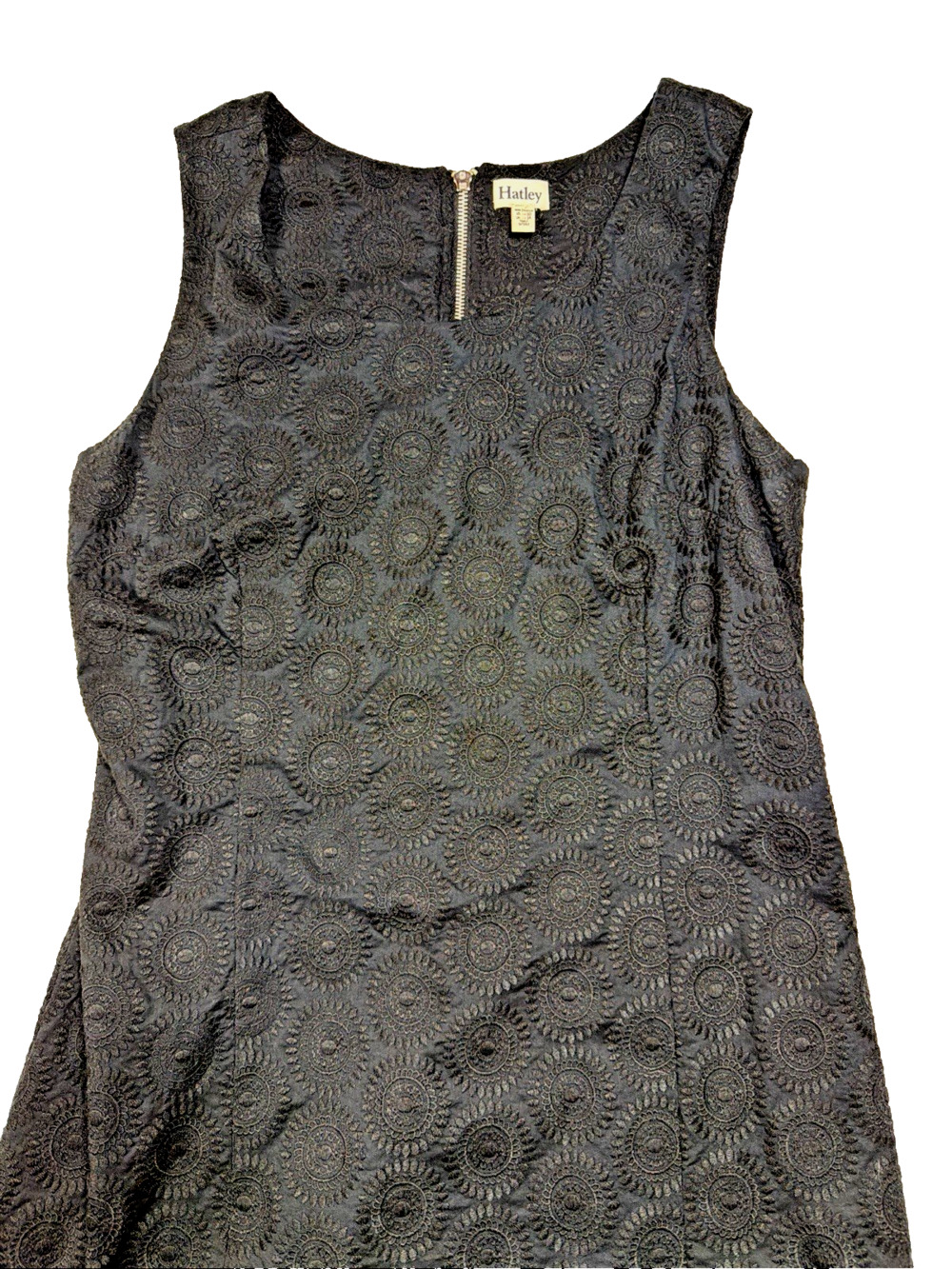 Hatley Black Eyelet Embroidered Sheath Dress Sleeveless Square Neck Women 10